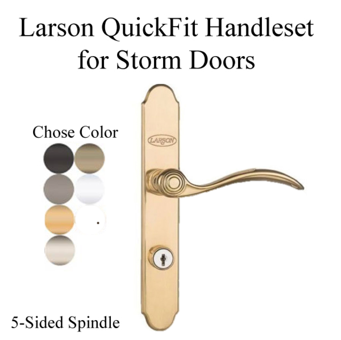 what is the center measurement between handle hole & lock hole? My Larson door is 20yrs and new handles dont fit