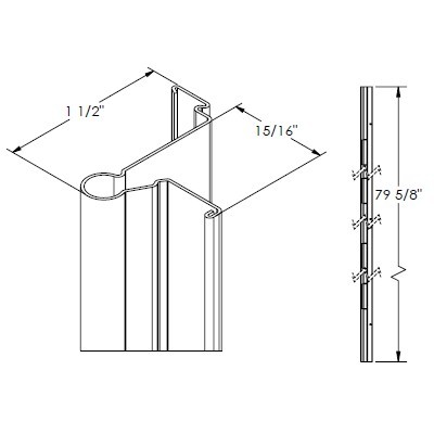 4 Hinge Side Rail with Weatherstrip 146 Series(Size 79 5/8") - Fits 81" Door Questions & Answers